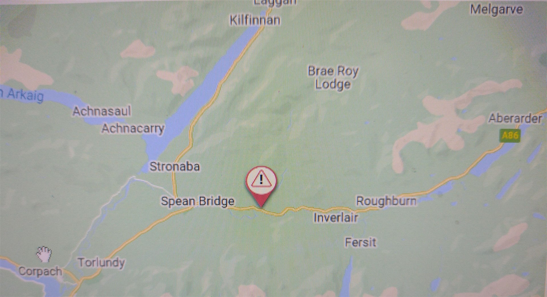 The site of today's incident on the A86