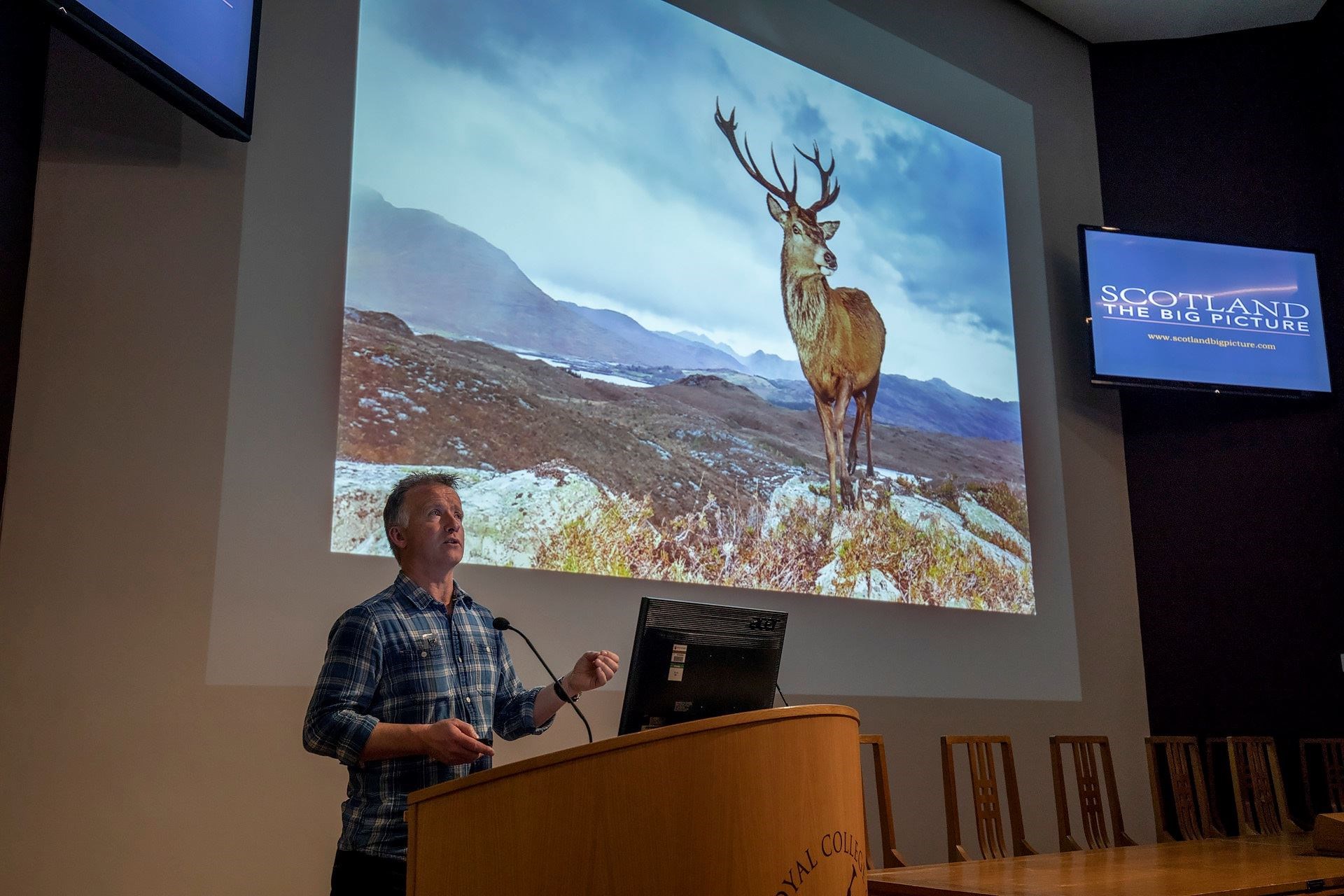 Peter Cairns, of SCOTLAND: The Big Picture, addresses an audience on the return of lynx.