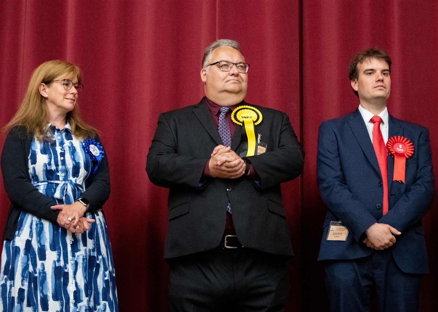 SNP Graham Leadbitter wins.Moray West, Nairn and Strathspey Election Count at Elgin Town Hall. Picture: Daniel Forsyth.