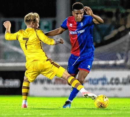 Ricky Calder in action in ICT's 4-0 win over Forres in the North of Scotland Cup semi final. Picture: Ken Macpherson