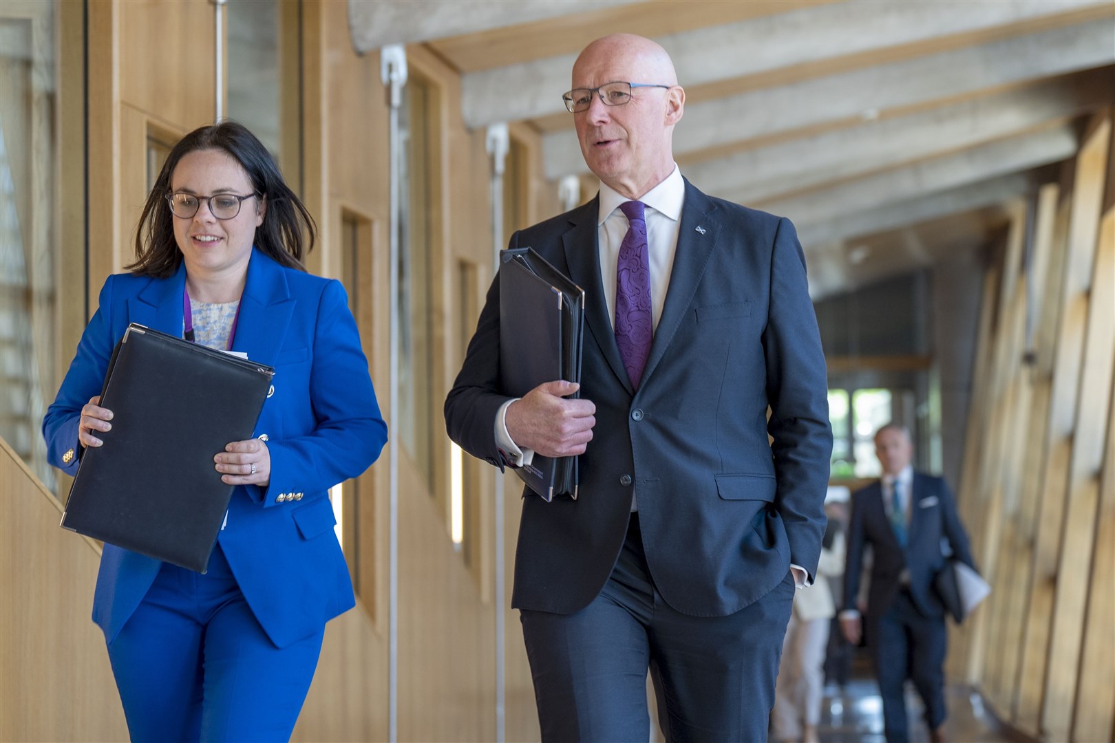 Both the Scottish First Minister John Swinney and his Deputy First Minister Kate Forbes have been involved in talks over the future of Alexander Dennis (Jane Barlow/PA)