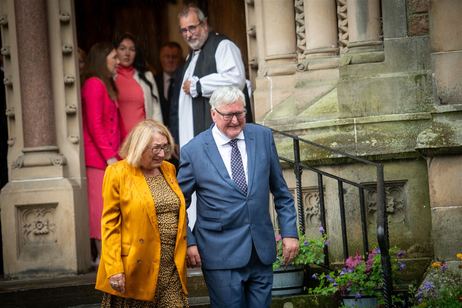 Annabelle and Fergus Ewing leave Inverness Cathedral after the memorial service for their mother, Winnie. Picture: Callum Mackay.