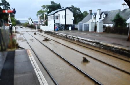 Kingussie Railway Station: flooded this morning