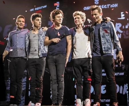 One Direction - from left - Liam Payne, Zayn Malik, Harry Styles, Niall Horan and Louis Tomlinson.