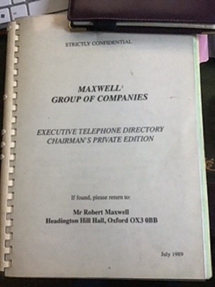 Robert Maxwell’s contacts book (The Journalists’ Charity/PA)
