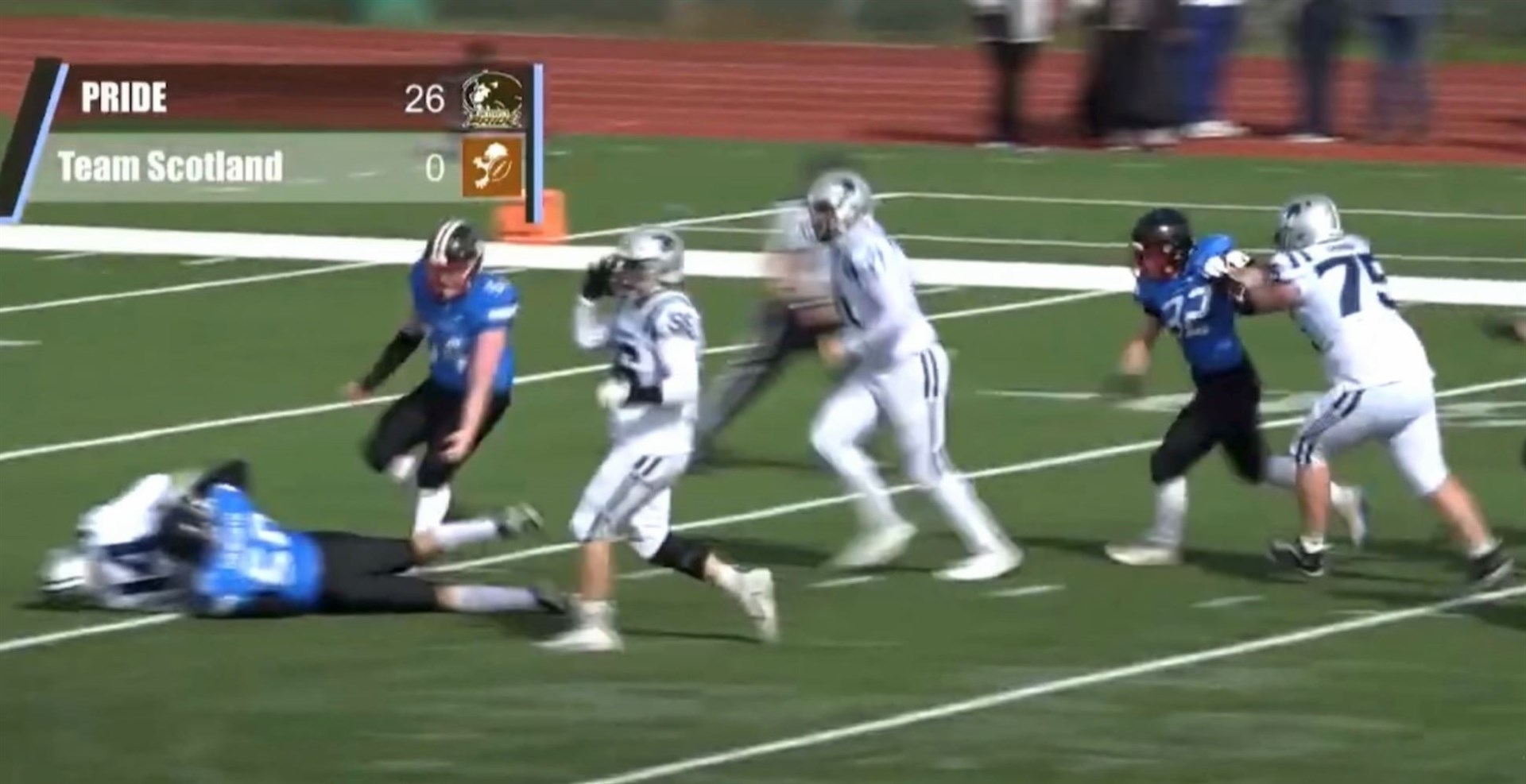 Haworth sacks the quarterback during the match.