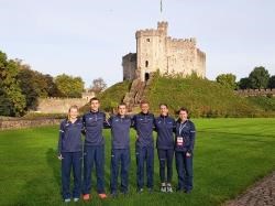 Kenny Wilson with his Scotland team-mates before the Commonwealth Championships in Cardiff