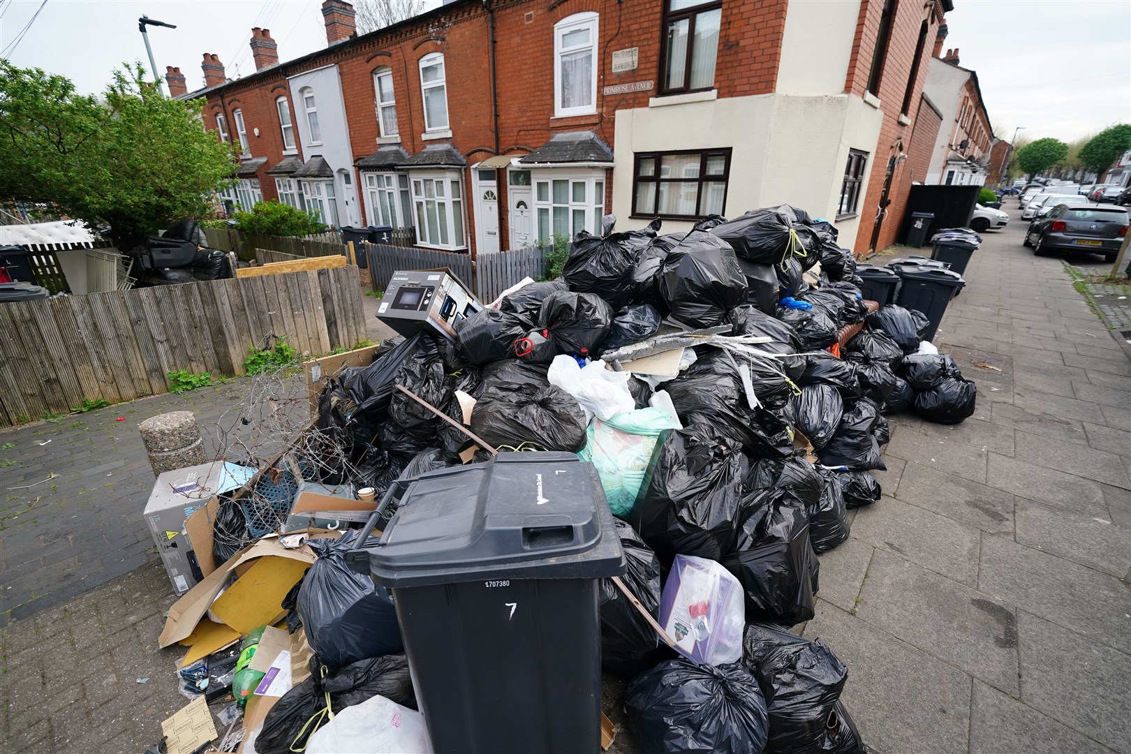 Waste has been left on the streets since bin workers went on strike (Jacob King/PA)