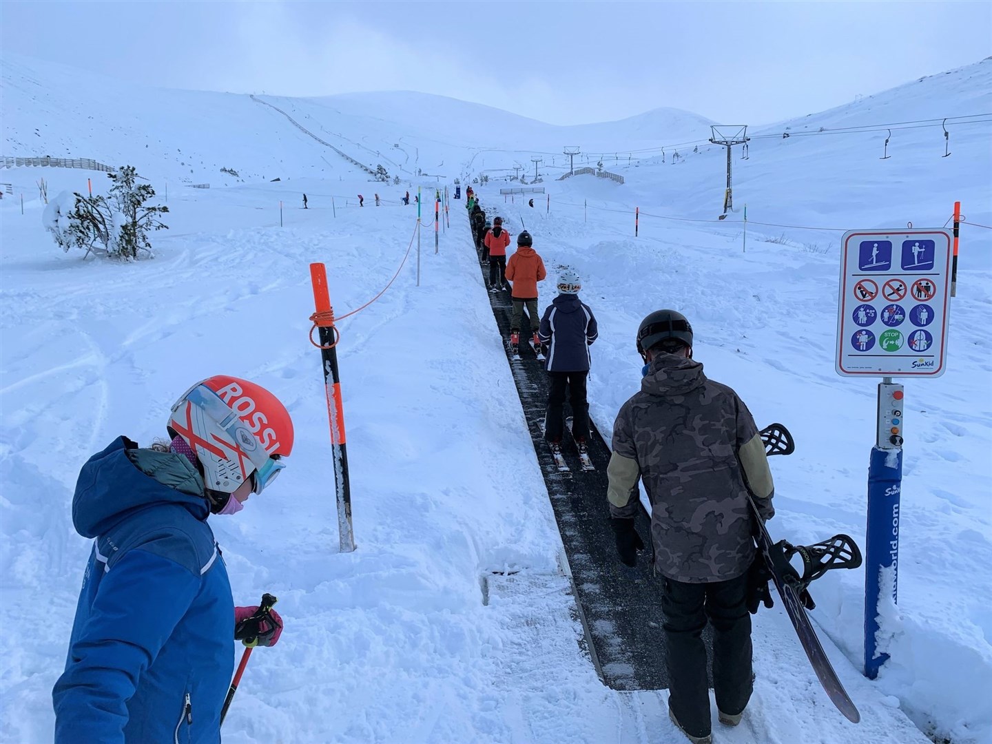 The magic carpets are designed to make it easier for beginners to get uphill rather than using T-bars and Poma lifts.