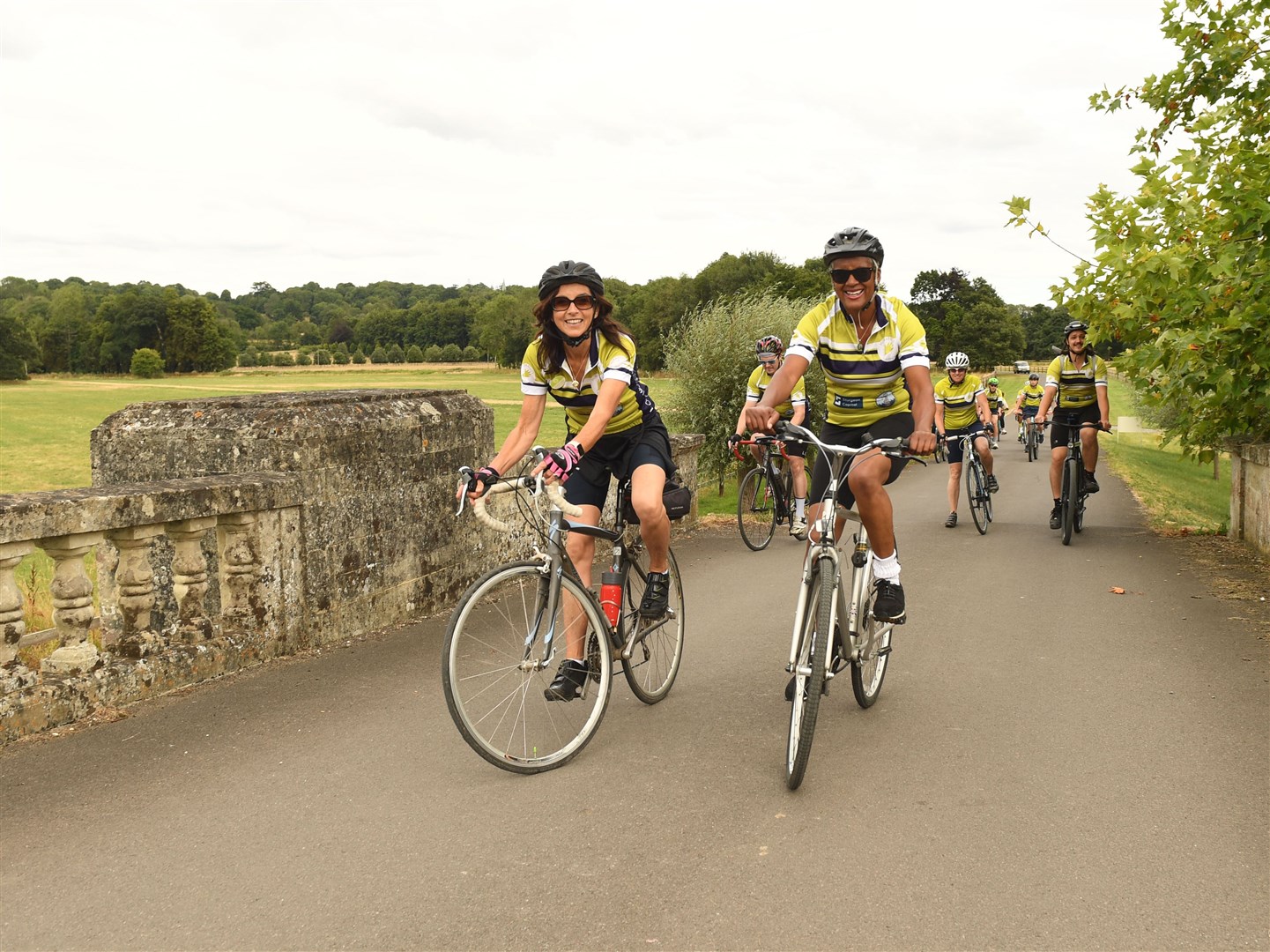 Olivia Chapple and BBC presenter Arit Anderson on the last leg of the 1,100-mile cycle (Russell Sach)
