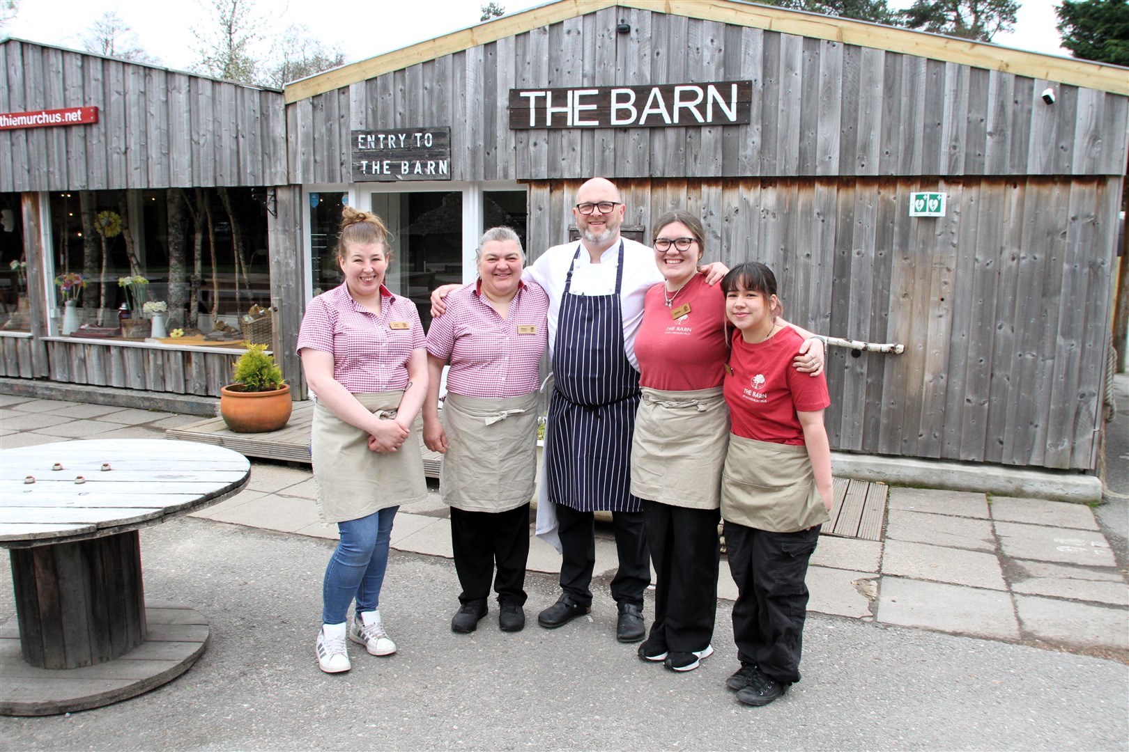 Down at The Barn are staff members Jen Macdonald, Moira Weir, Phil Green, Eilidh Weir and Alizzha Clow.