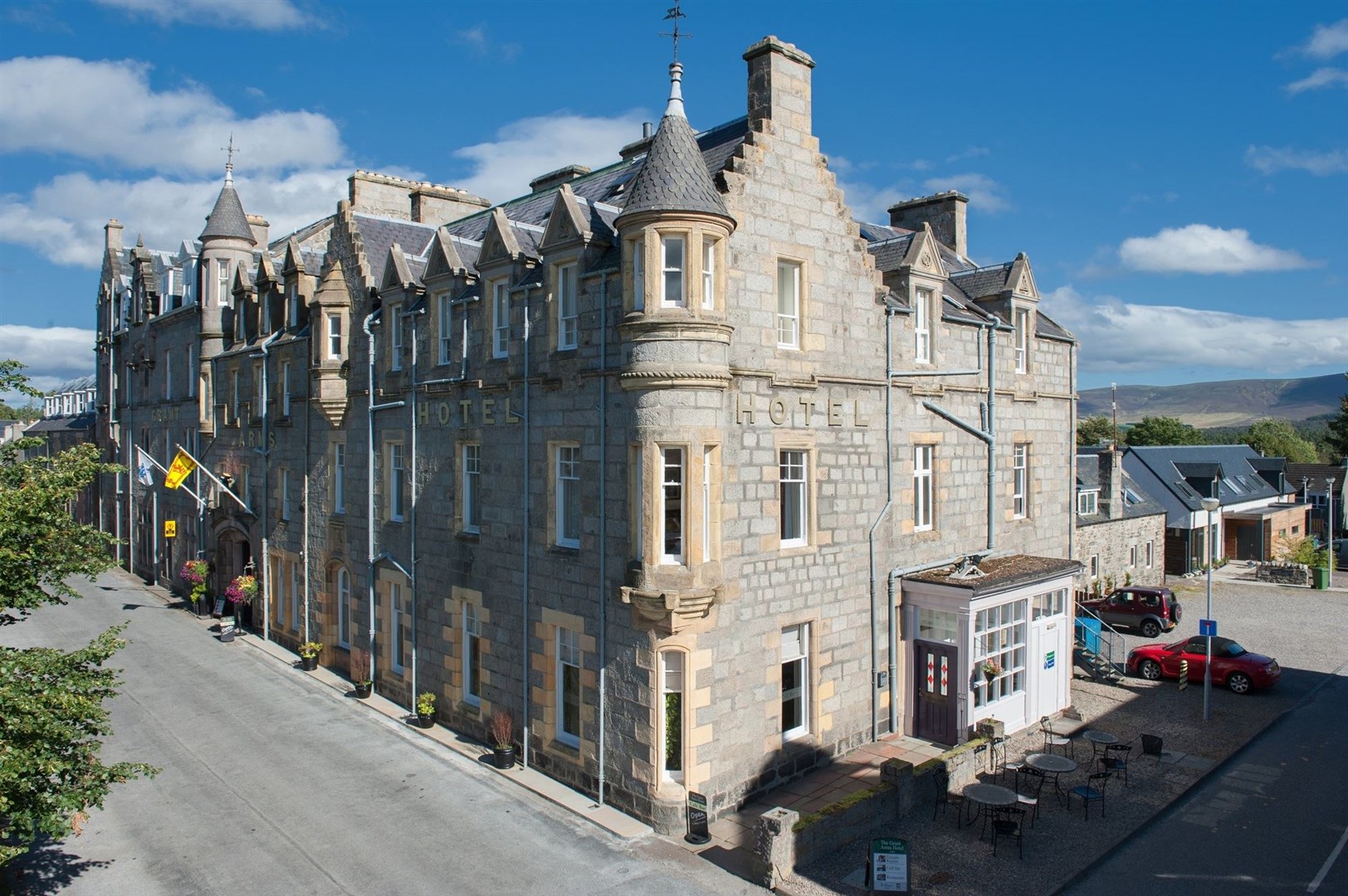 The historic Grant Arms Hotel in The Square in Grantown.