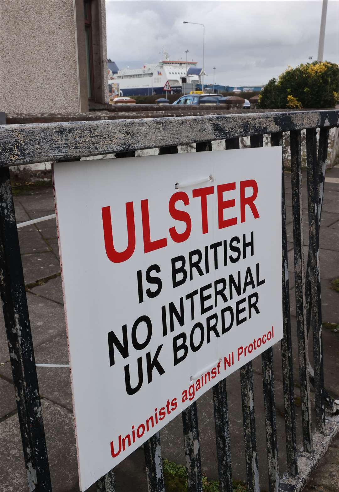 A sign at the Port of Larne about the Irish Sea border (Liam McBurney/PA)
