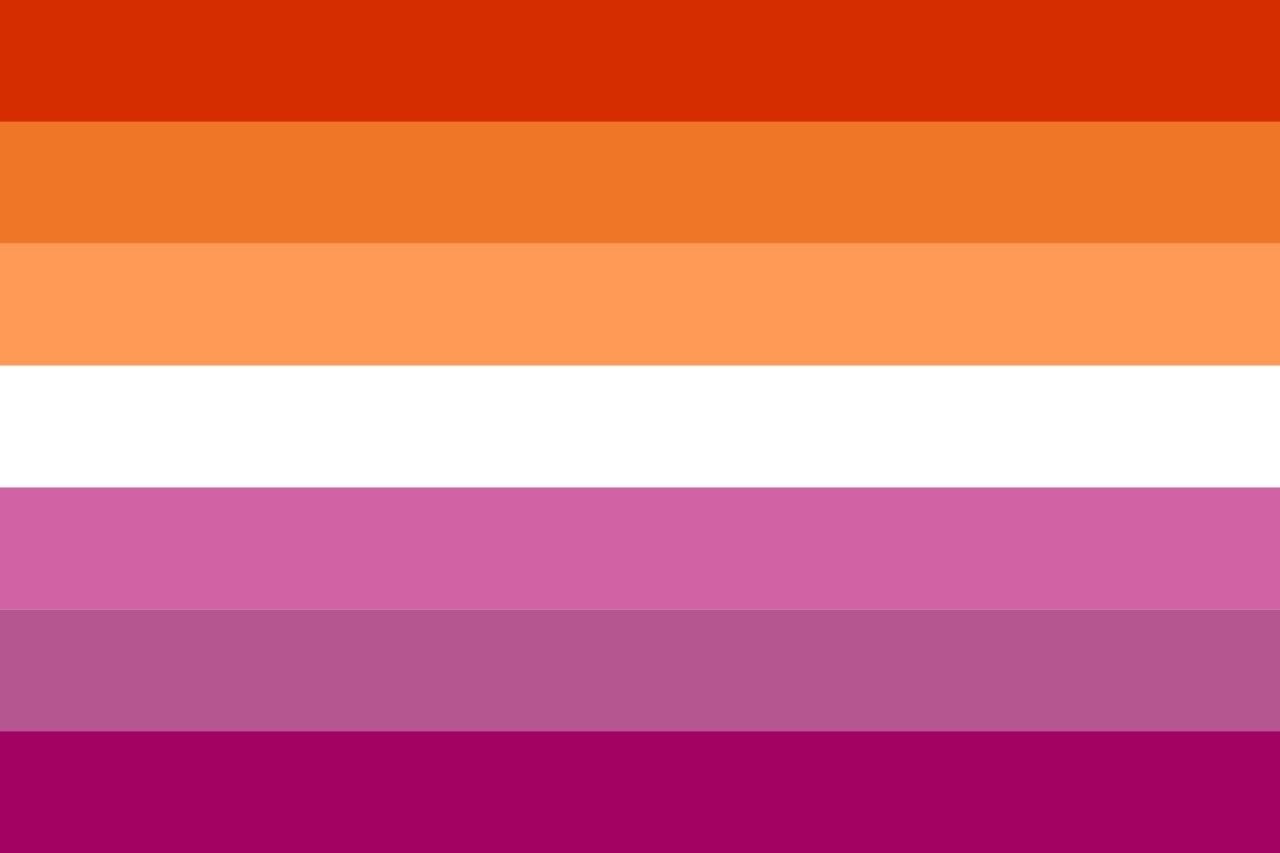 One variation of a pride flag representing lesbian women.