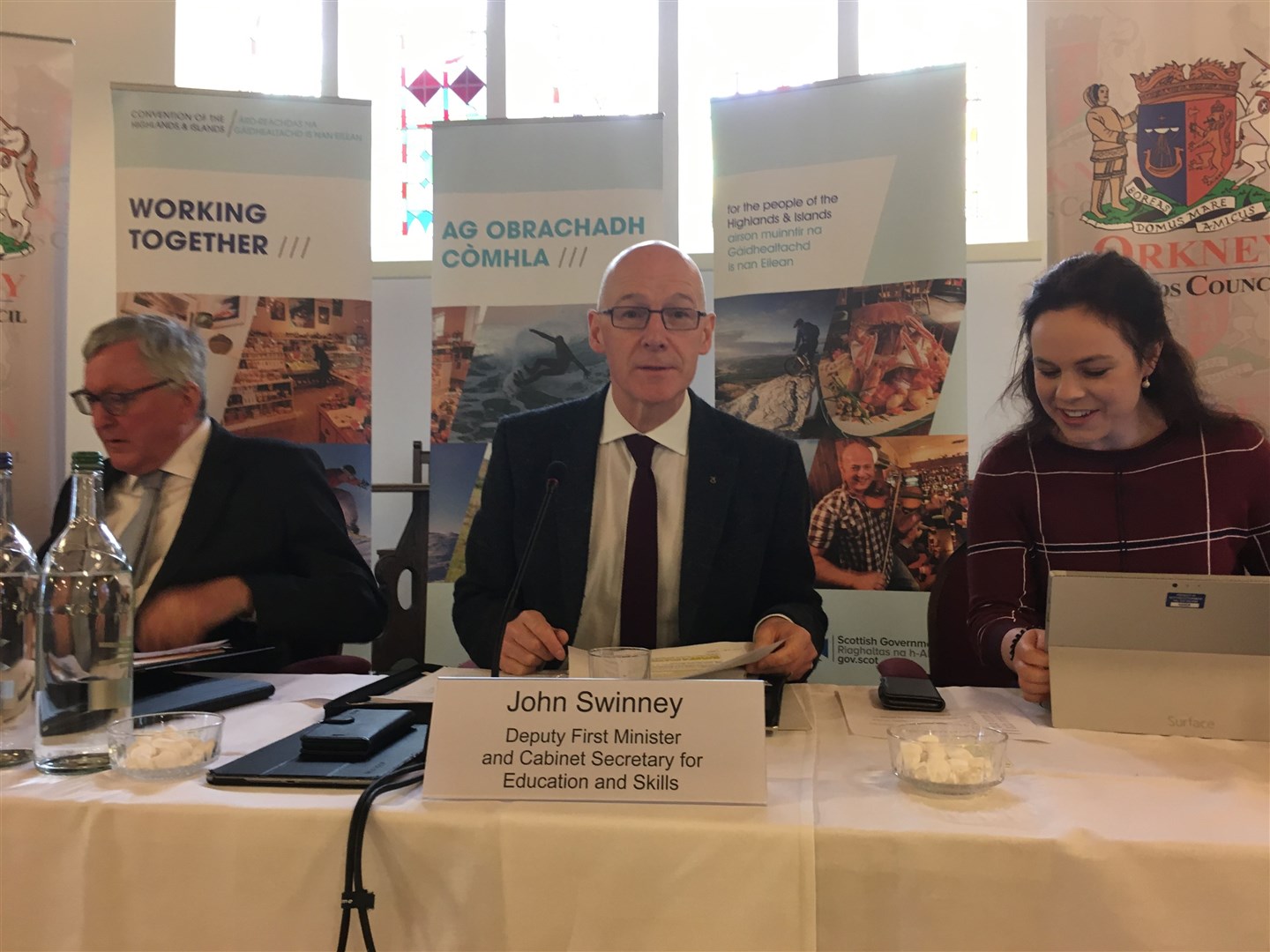 Fergus Ewing, John Swinney and Kate Forbes at the Convention of the Highlands and Islands in Inverness.