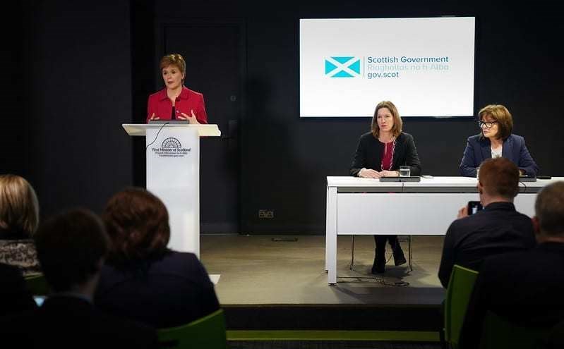 First Minister Nicola Sturgeon at her daily coronavirus briefing, with Chief Medical Officer Catherine Calderwood and Health Secretary Jeane Freeman.