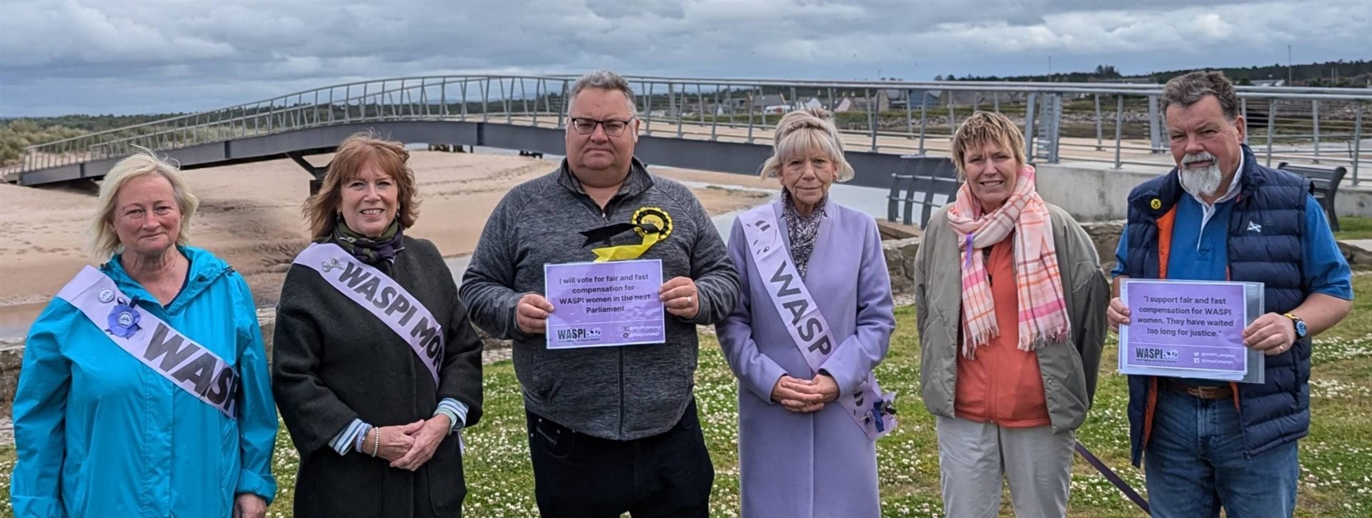 STANDING WITH THE CAMPAIGNERS: Graham Leadbitter (centre) has written to the Chancellor demanding equality for women pensioners.