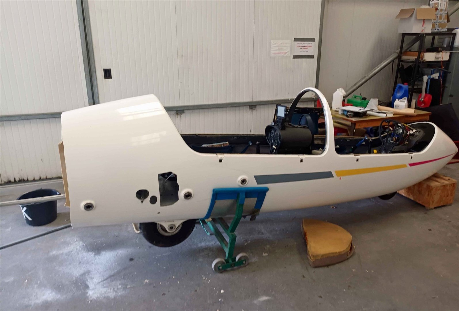 HAPPY LANDING: The trainee cockpit waits to take its short 'trip' into the caravan
