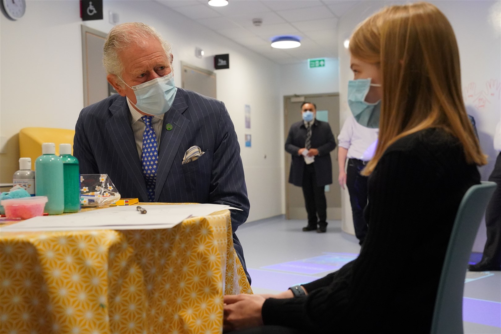 The Prince of Wales meets 12-year-old patient Louise Dawson (Jonathan Brady/PA)