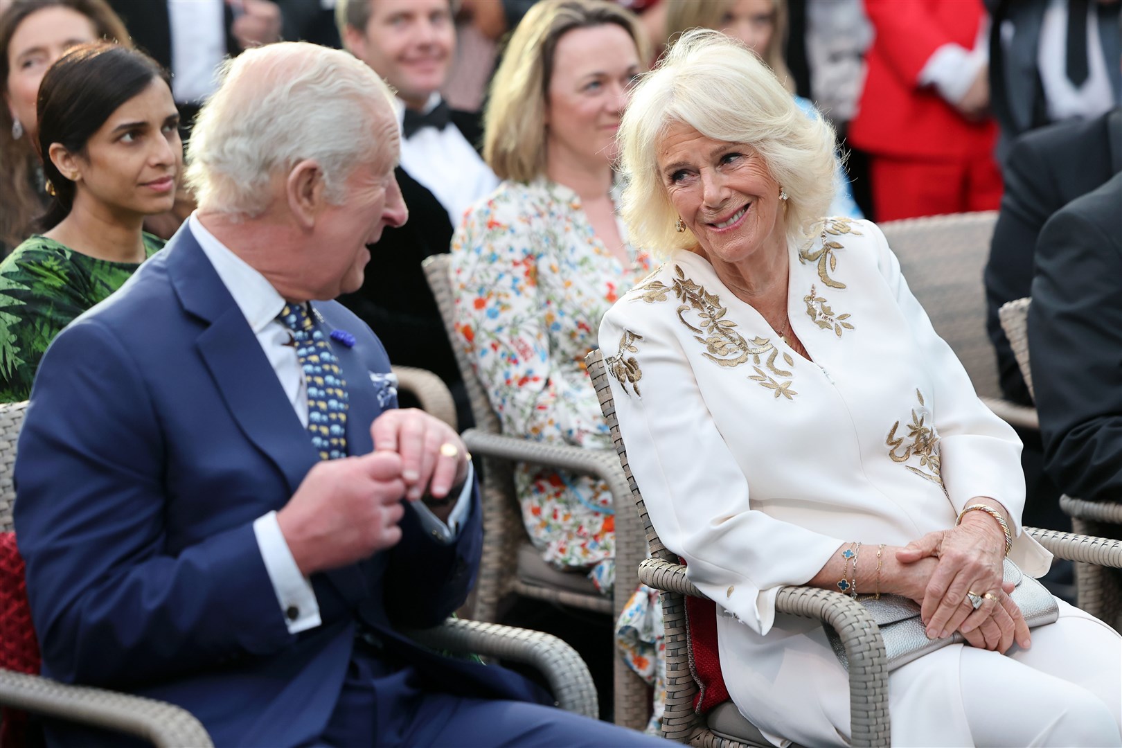 King Charles and Queen Camilla, joint presidents of the Elephant Family charity, attend the Wonders of the Wild event to celebrate art and conservation (Chris Jackson/PA)