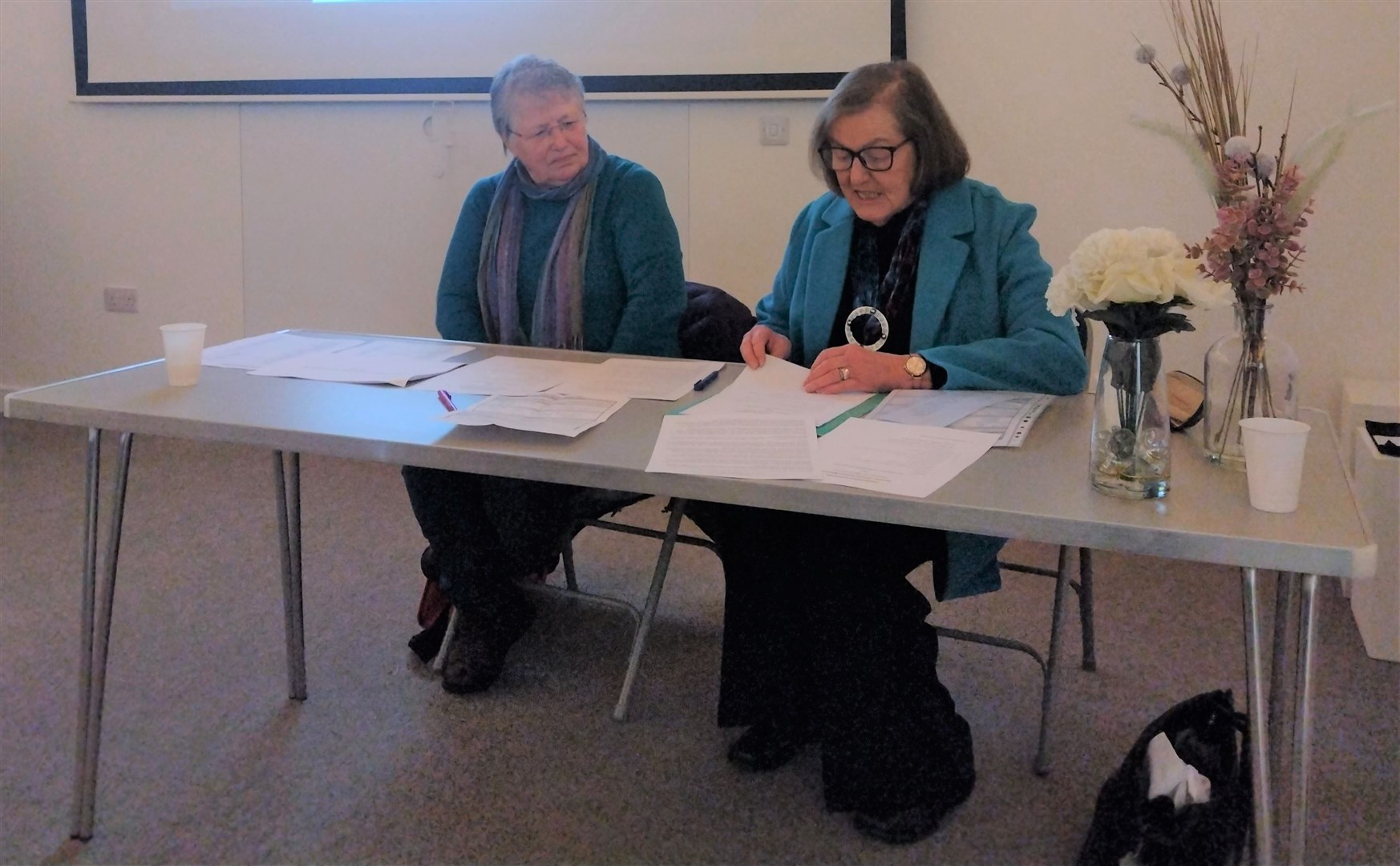 Sue Thomas (left) and Patsy Rimell at this year's resumed 'live' annual general meeting
