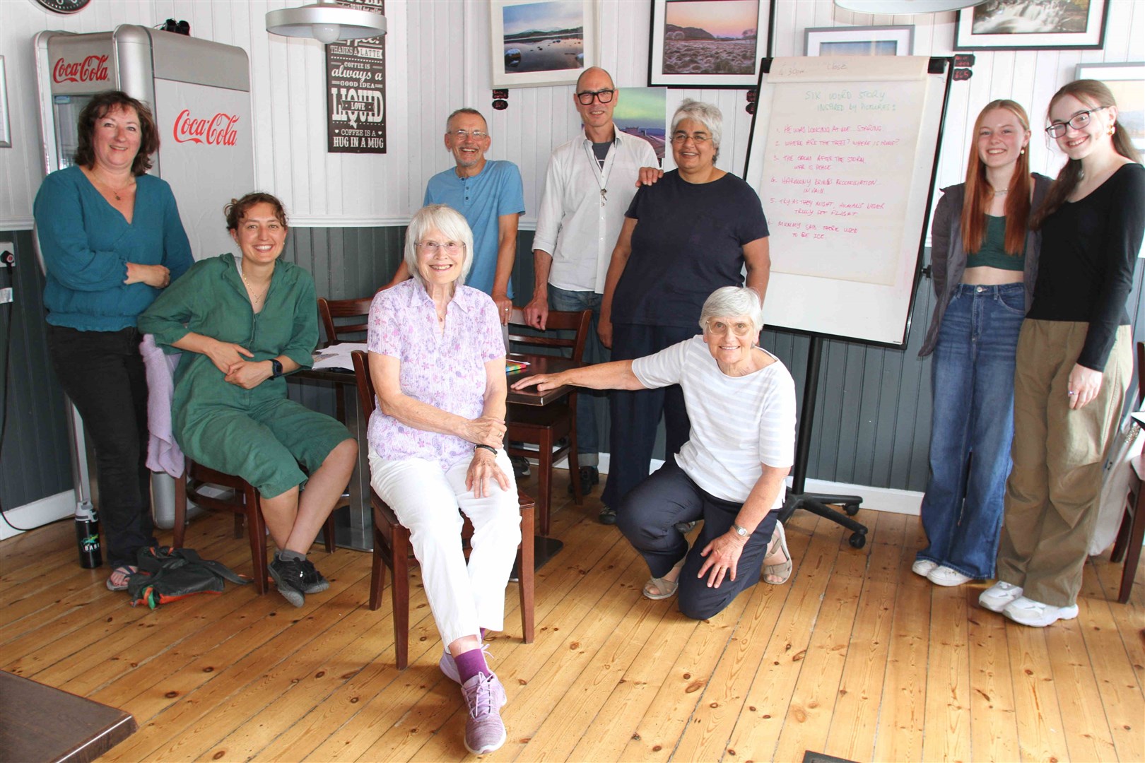 Festival of Words official Nick Walker (back centre) with writer Salma Siddique and participants in the 'Write your Own Story' workshop, which was held in Cafe Aroma.