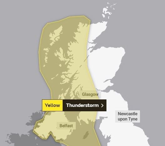 The first alert, which runs from 4pm on Thursday until 9am on Friday. Picture: Met Office.