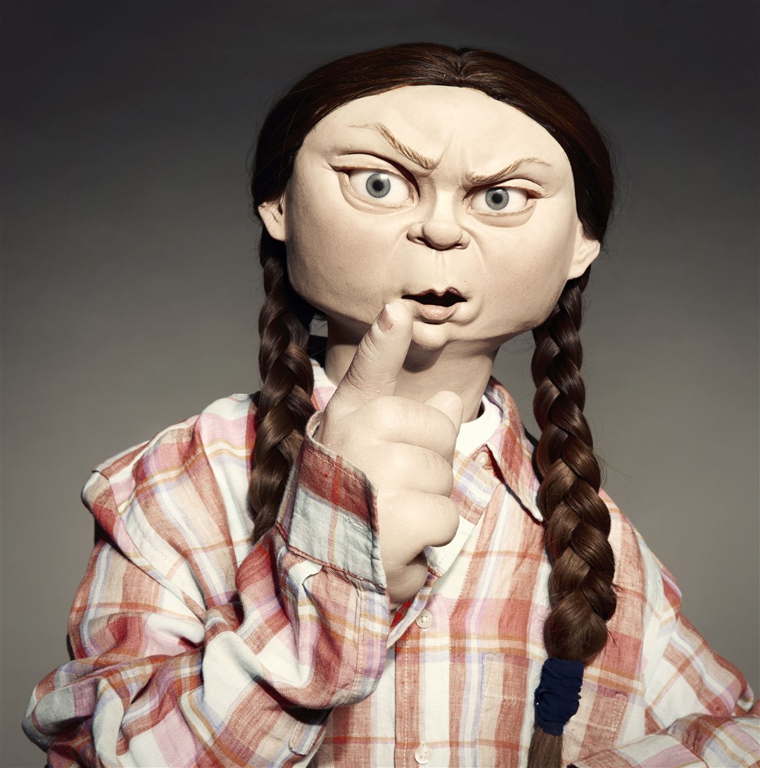 Spitting Image’s depiction of environmental activist Greta Thunberg (Mark Harrison/Spitting Image/BritBox)