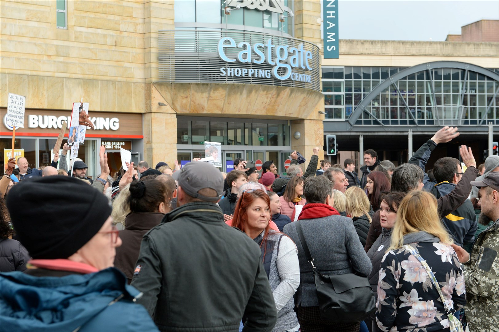 A crowd gathered in Falcon Square. Picture: James Mackenzie.