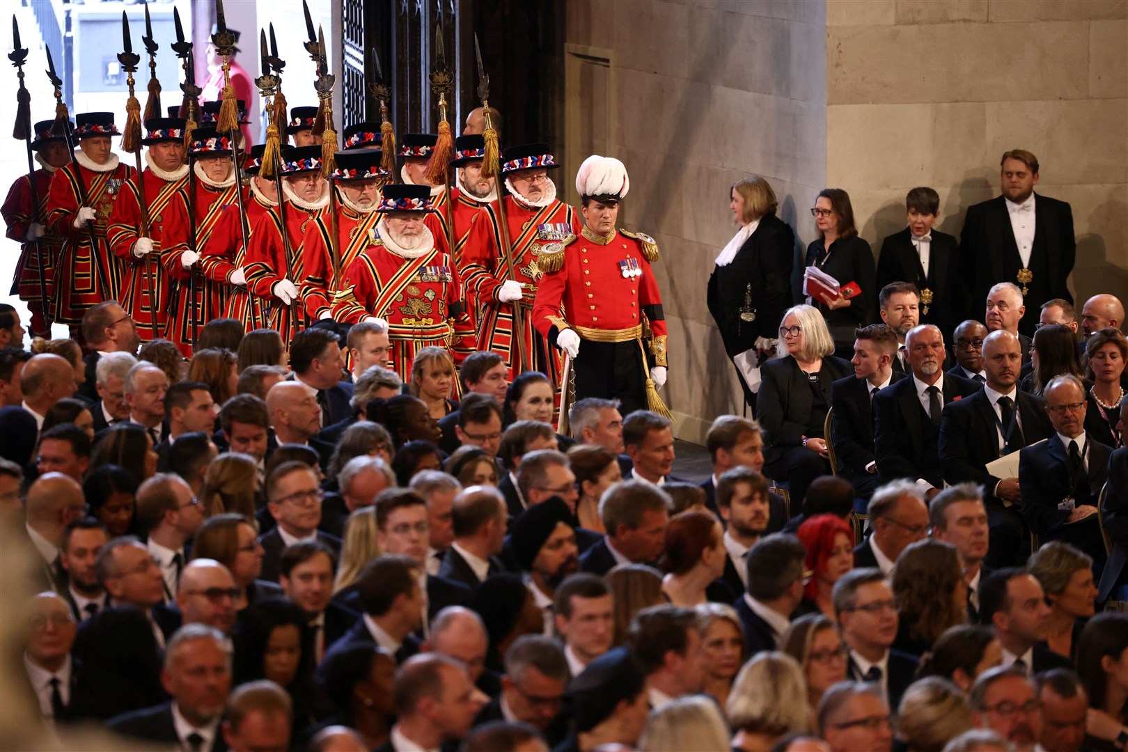 The King’s Body Guard of the Yeomen of the Guard ahead of the King’s arrival at the Westminster Hall service (Henry Nicholls/PA)