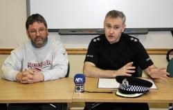 Cairngorm mountain rescue team leader Willie Anderson and Inspector Murdo MacLeod at yesterday's press briefing at Glenmore Lodge