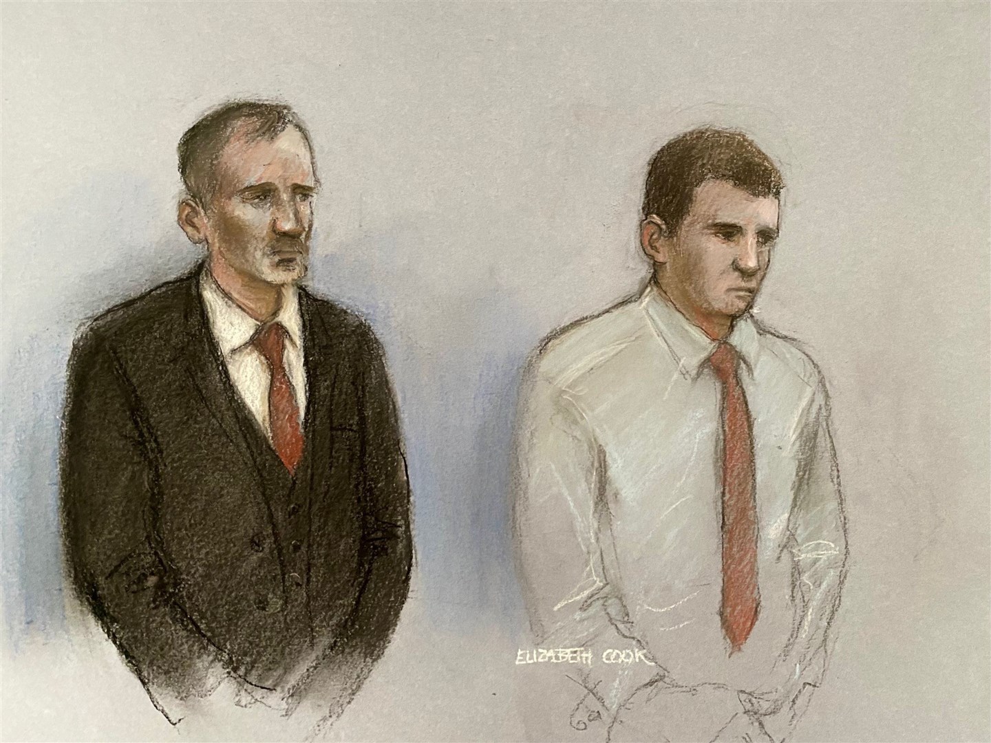 Daniel Graham and Adam Carruthers appearing in the dock at Newcastle Magistrates’ Court (Elizabeth Cook/PA)