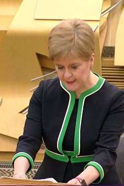First Minister Nicola Sturgeon addresses the Scottish Parliament.