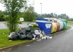 Piles of rubbish in Carrbridge's main car park