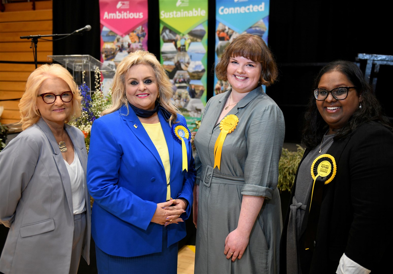 Winners at the Highland Council election count in May 2022: Pauline Munro, (Independent), Maxine Morely-Smith (Independent), Molly Nolan (Scottish Liberal Democrats) and Tamala Collier (SNP). Picture: James Mackenzie.