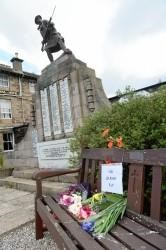 The flowers laid at Dingwall's war memorial this week for Lee Rigby.