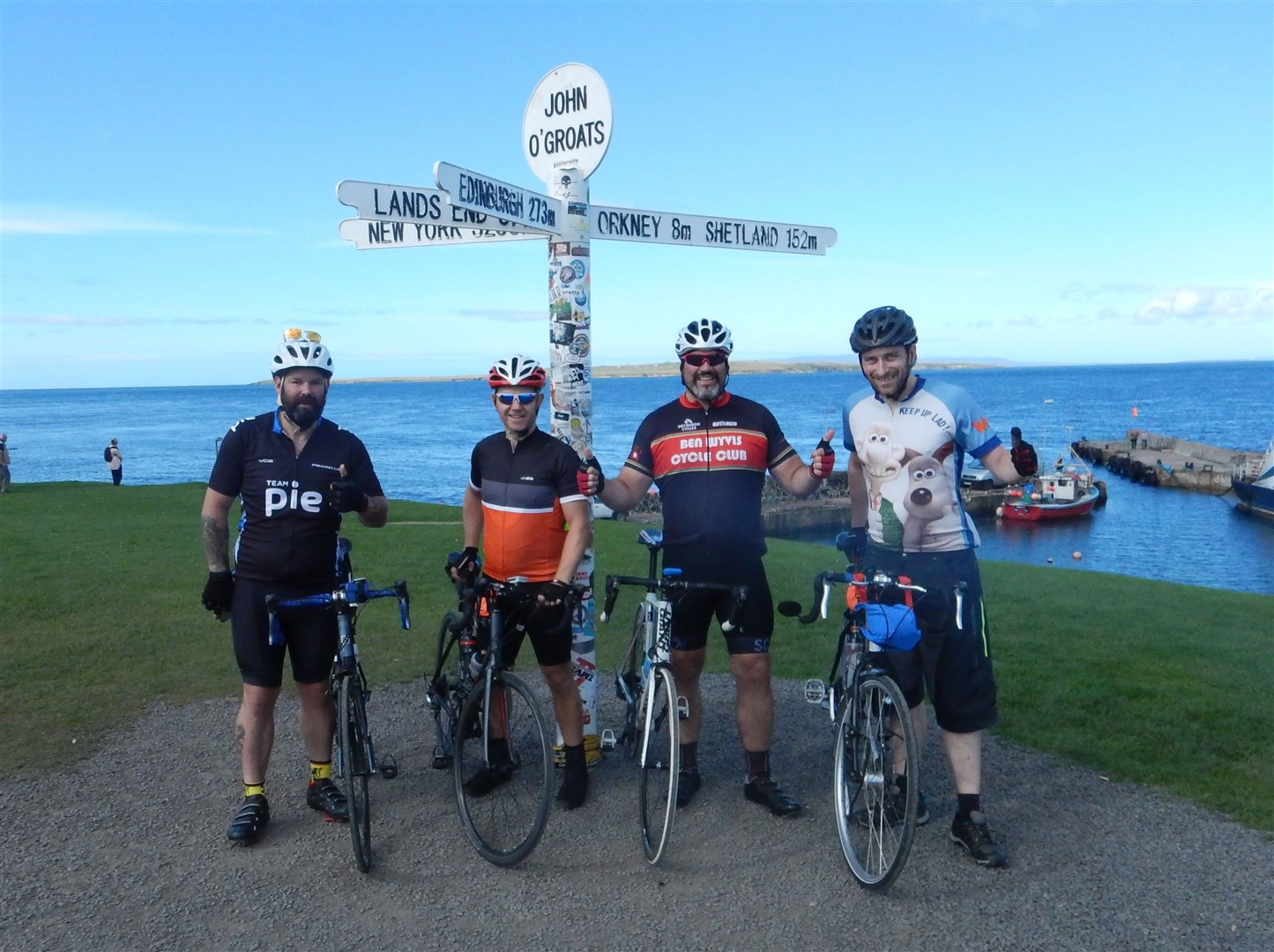 At the John O'Groats signpost during John's 2016 ride around the North Coast 500.
