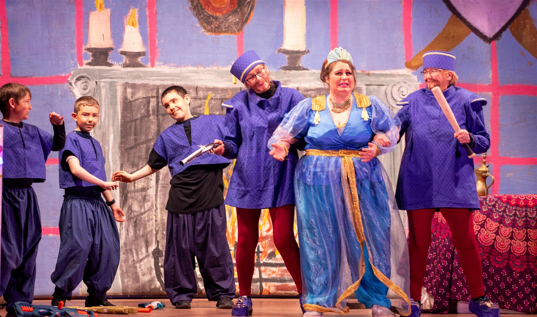 ARRESTING PERFORMANCE: Cillian Skelton, Jack Stewart, Carter Chisholm, Emily Macsai, Phoebe Dowens and Barbara Fraser (Aidan Woods)
