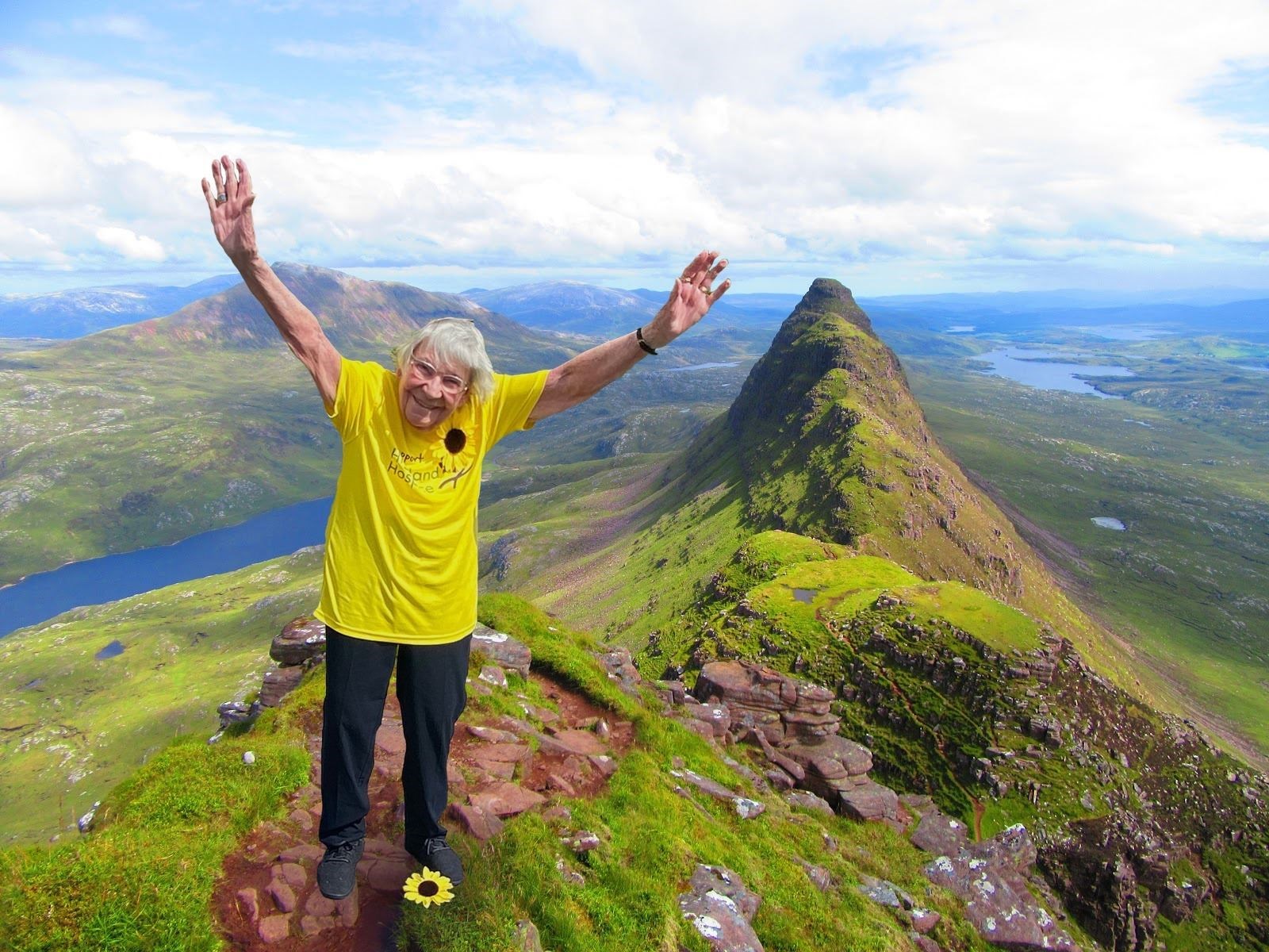 Margaret Payne climbed the equivalent height of the Highland peak, Suilven, during her fundraising challenge.