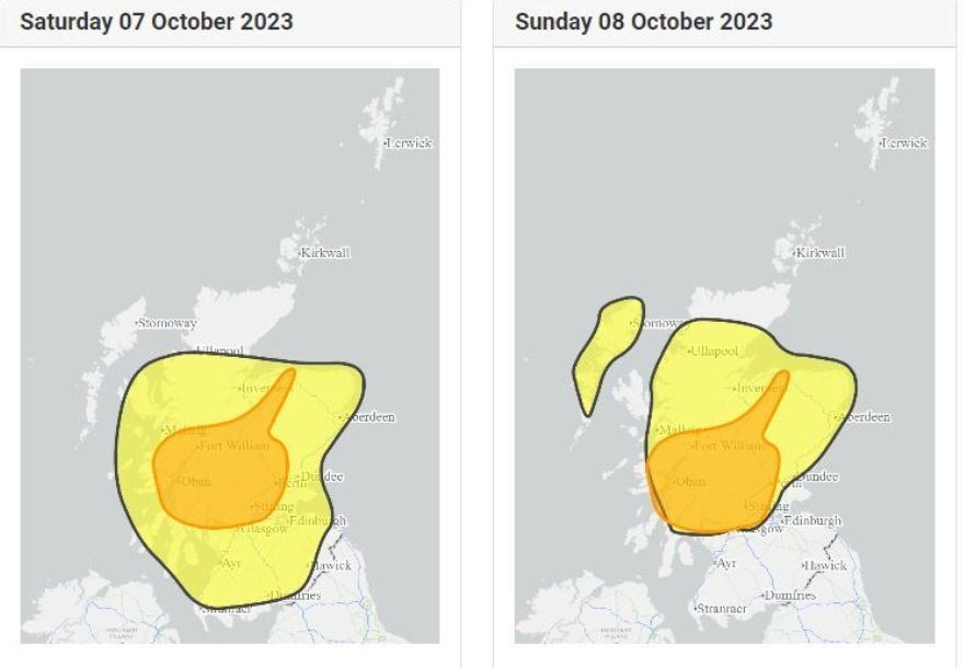 SEPA flood risk map with the amber section containing the areas at highest risk.