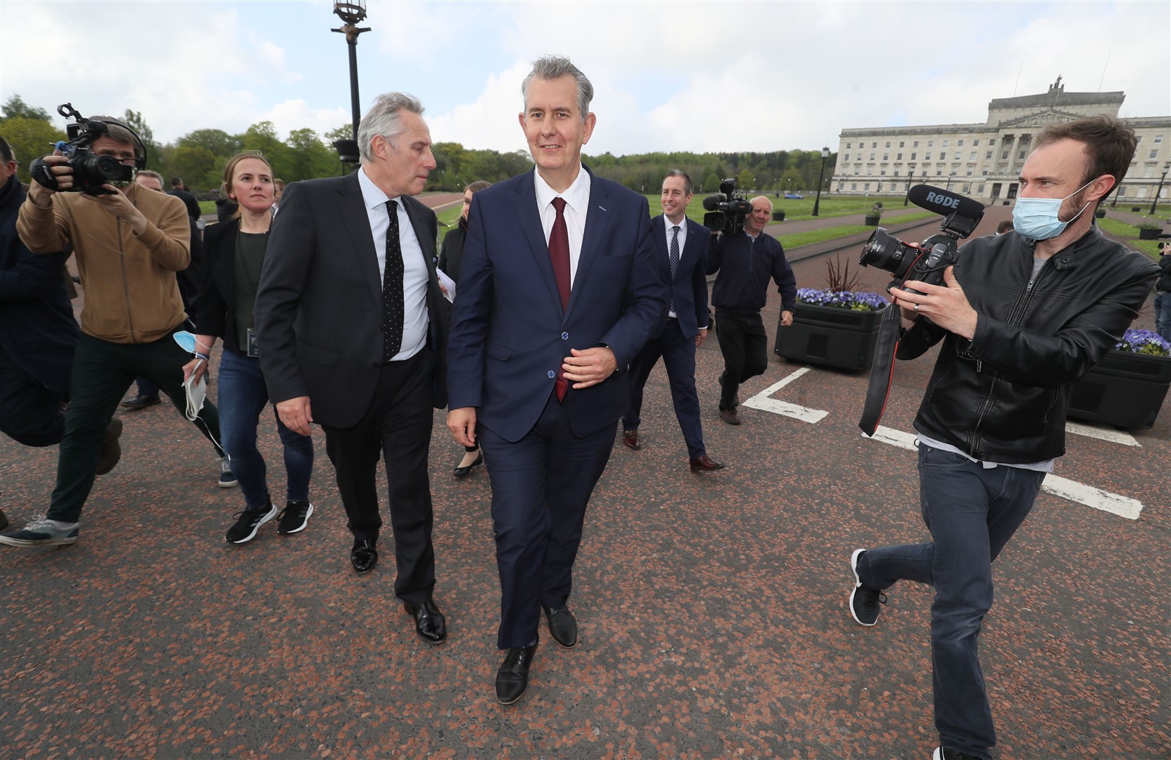 DUP leader Edwin Poots with Ian Paisley Jnr (Brian Lawless/PA)