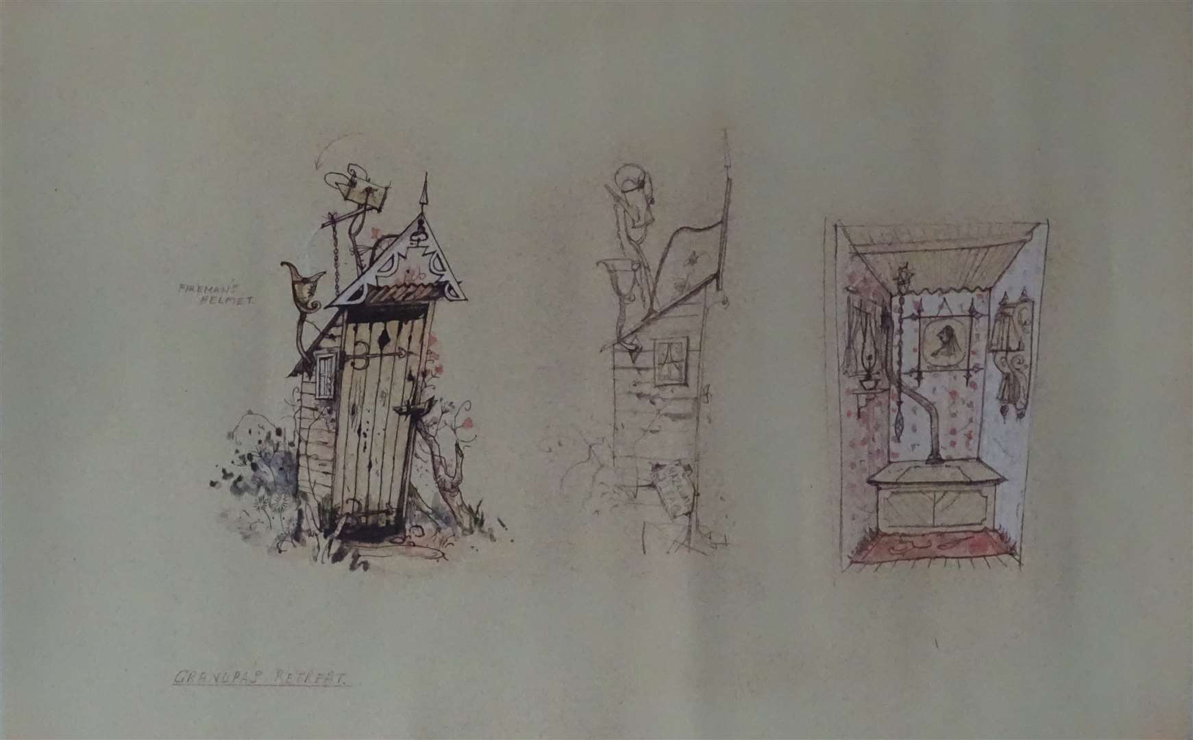 An unpublished print by Emett of the grandfather’s hut taken from the original sketch artwork for the film sold for £175 (Excalibur Auctions/PA)