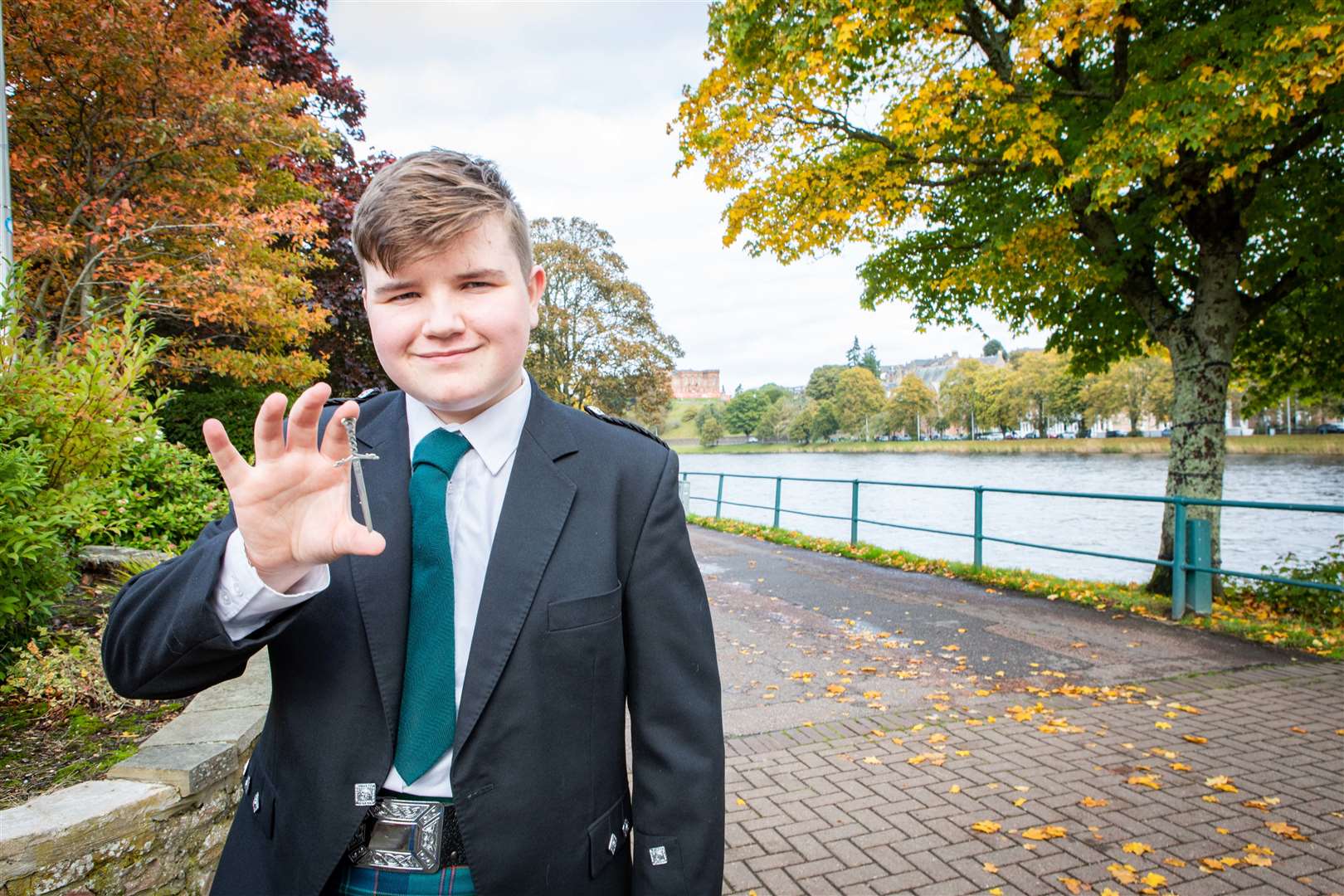 Innes John Begg, 15, from the Isle of Lewis who attends The Nicolson Institute, won the Solo Singing Fluent boys ages 13-15 Traditional Silver Kilt Pin.