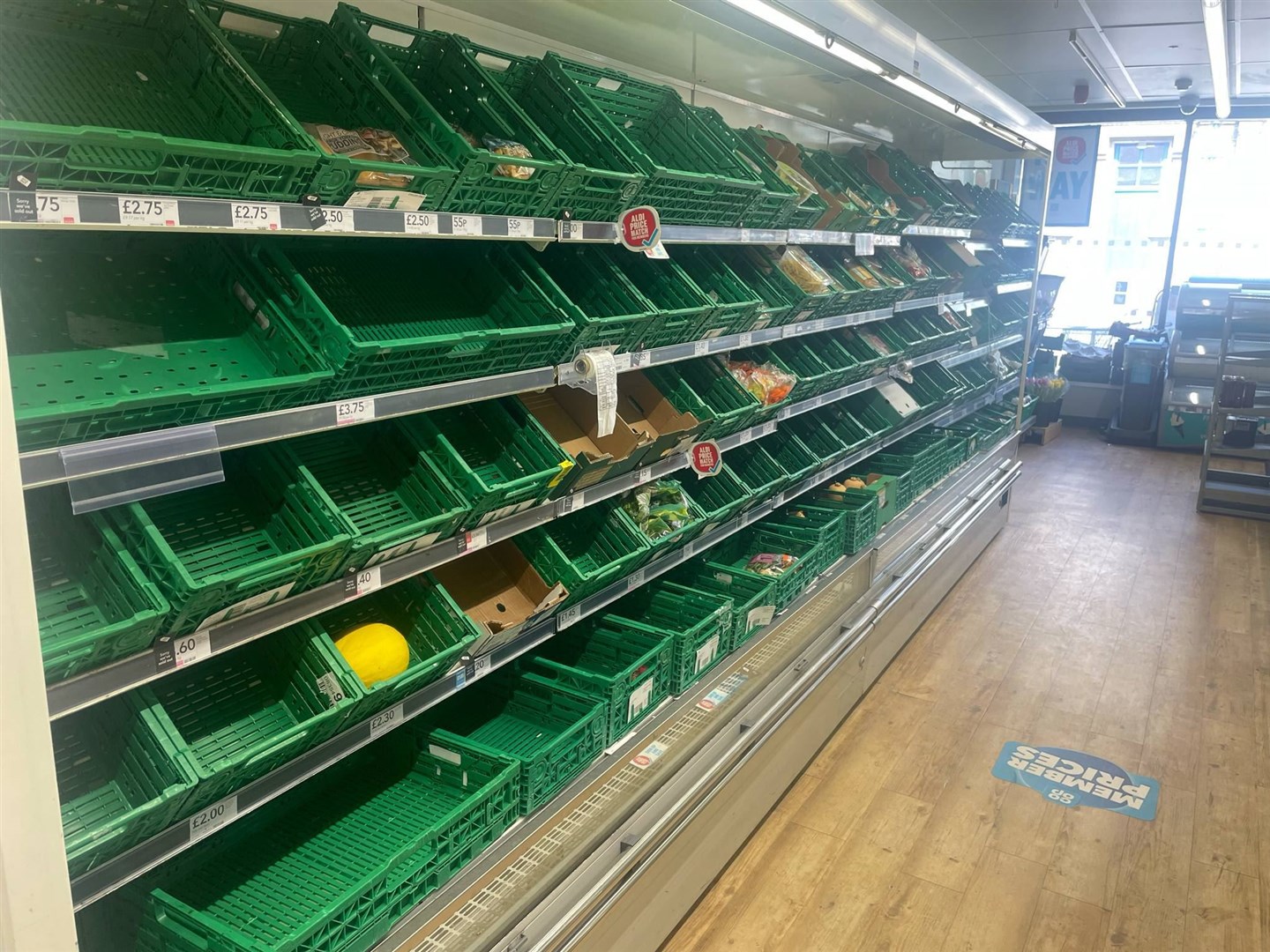 EMPTY SHELVES: This is the scene at Kingussie today as fruit and veg take the first hit.