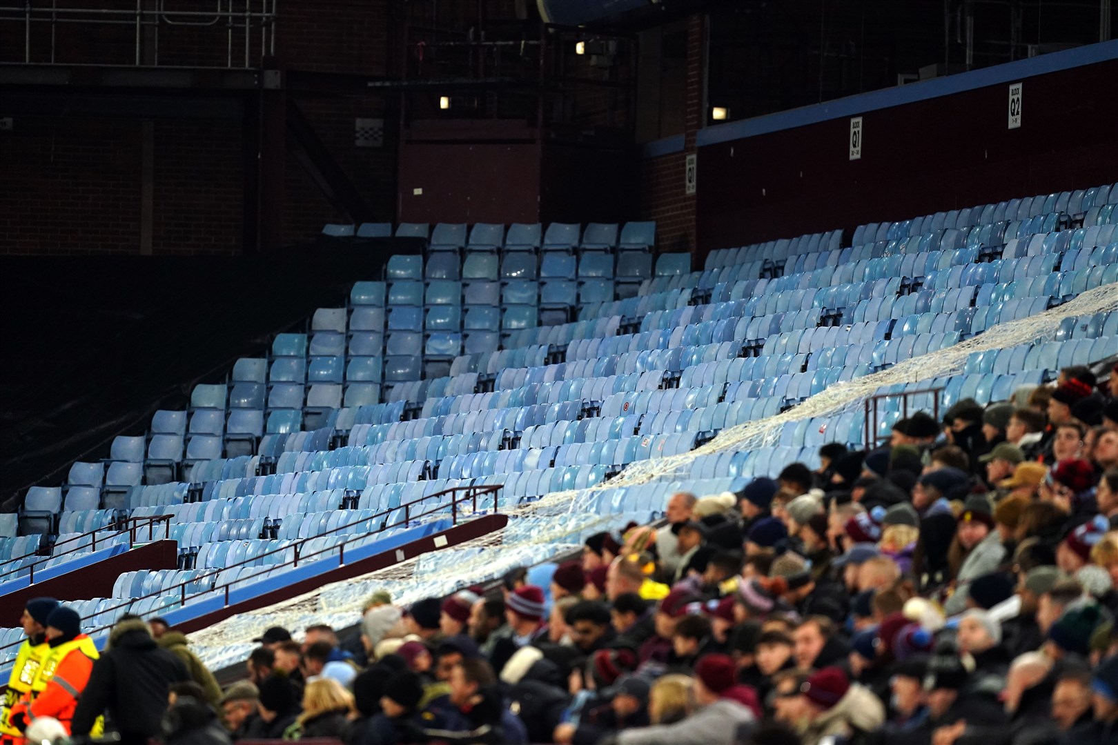 Empty seats in the away section during the match at Villa Park (David Davies/PA)