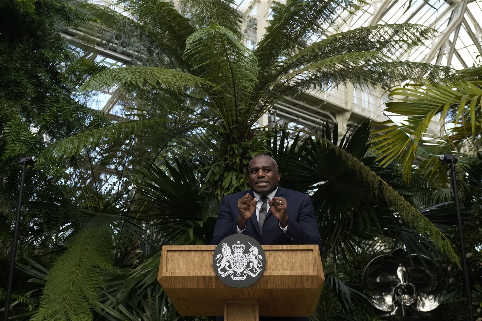 Foreign Secretary David Lammy gives a speech at Kew Gardens as the new Government seeks to reposition Britain at the centre of green diplomacy (Frank Augstein/PA)