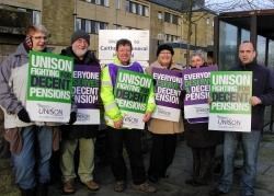 Striking health workers outside Caithnes General Hospital.
