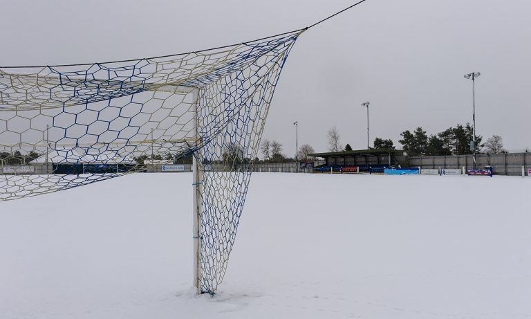 Seafield Park is under deep snow after Storm Eunice yesterday.