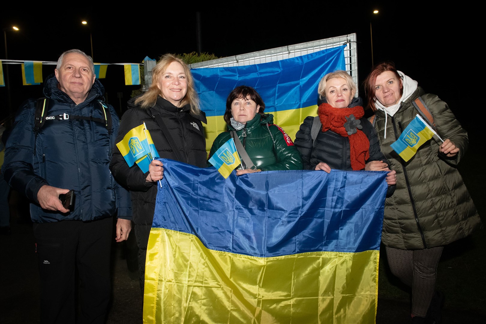 Mykola Kondratenko, Svitlana Ivantsiv, Tetiana Shapovalova, Larysa Kosiuta and Iryna Kondratenko staying at the Macdonald Aviemore Resort. Picture: Callum Mackay