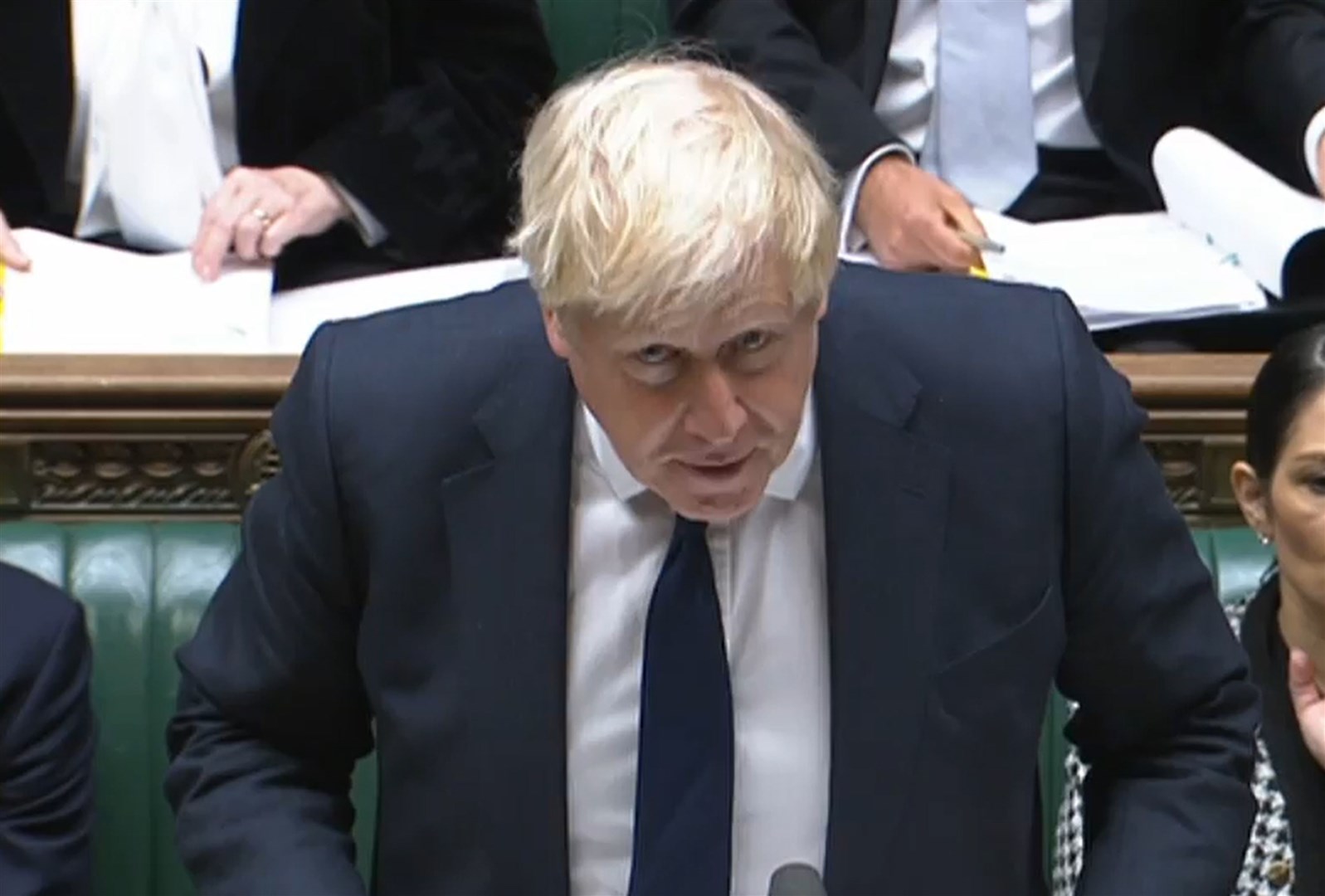 Prime Minister Boris Johnson speaks during Prime Minister’s Questions (House of Commons/PA)
